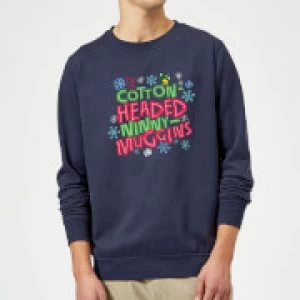 Image of Elf Cotton-Headed Ninny-Muggins Christmas Sweatshirt - Navy - M