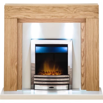 Image of Adam Beaumont Fireplace Suite in Oak with Eclipse Electric Fire in Chrome