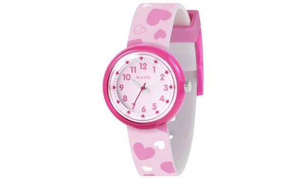 Image of Tikkers Tikkers Time Teacher Heart Printed Pink Silicone Strap Watch