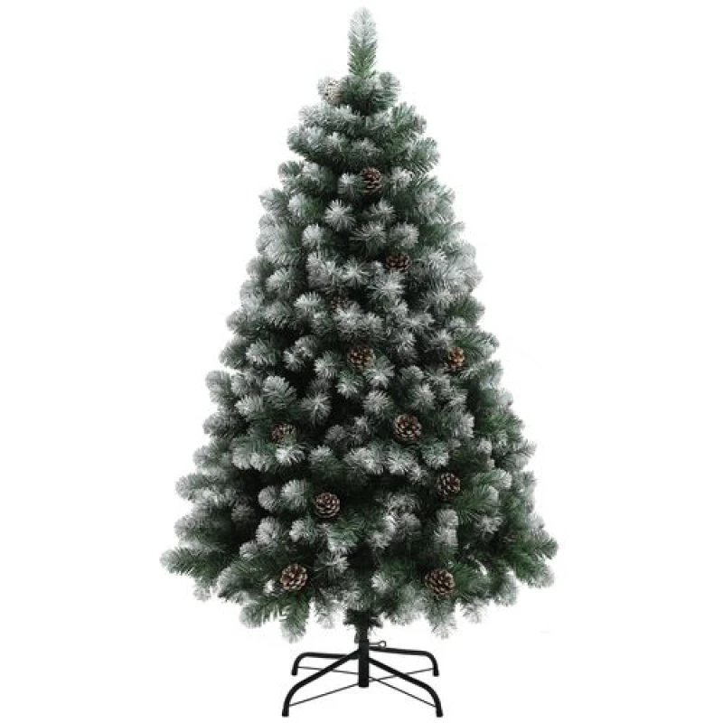 Image of HOMCOM 5ft Artificial Pine Christmas Tree with Pinecones, Steel Base, Green 830-845V00GN