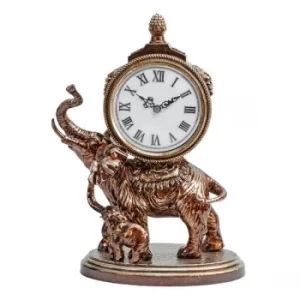 Image of Ornate Mother & Baby Elelphant Bronze Finish Mantel Clock