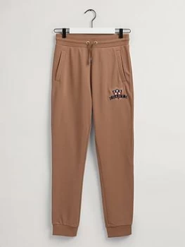 Image of Boys, Gant Kids Banner Shield Joggers - Roasted Walnut, Roasted Walnut, Size 9-10 Years
