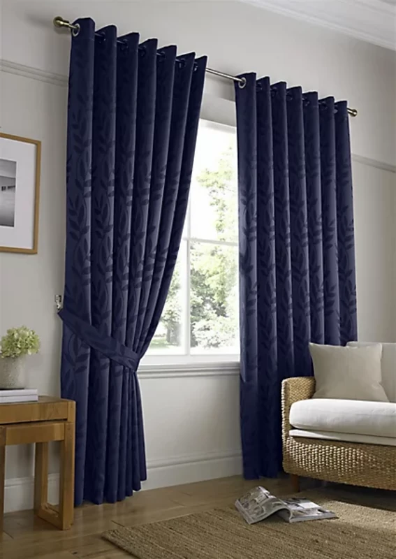 Image of Alan Symonds Tivoli Lined Ring Top Curtains - Pair Eyelet Curtains 117x229cm Blue 70625918001