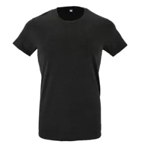 Image of SOLS Mens Regent Slim Fit Short Sleeve T-Shirt (M) (Charcoal Marl)