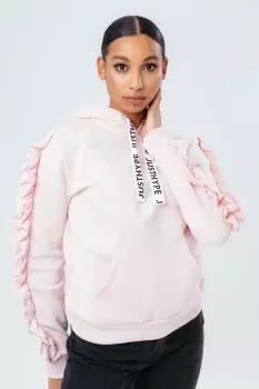Image of HYPE Pink RUFFLE WOmens HOODIE