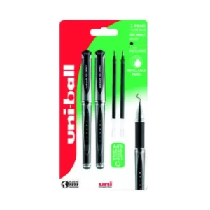 Image of Uni-Ball Gel Impact Rollerball Twin Pack Plus 2 Refill Black 238212446