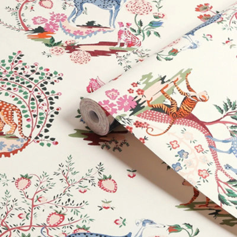 Image of Cath Kidston Painted Kingdom Natural Floral Wallpaper Wallpaper One Size Beige 71751169000