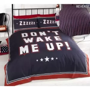 Image of Don't Wake Me Up Single Duvet Cover Set Navy Bedding