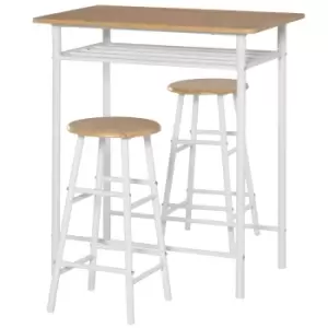 Image of Homcom 3 Piece Dining Set With 2 Matching Chairs And 1 Table White And Oak