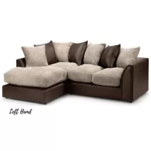 Image of Sturridge Modern Chenille And Faux Leather Fabric LHF Corner Sofa Mink