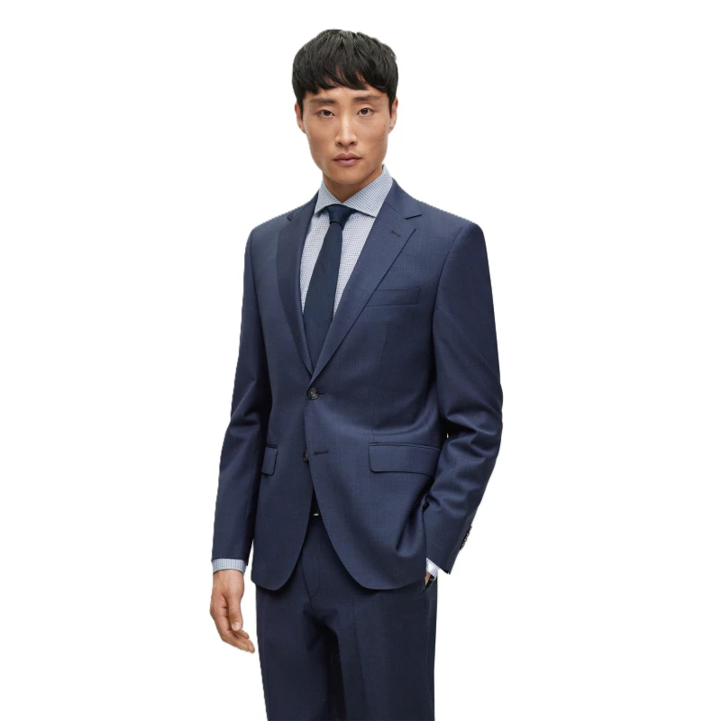 Image of Boss Mens H-Jeckson-Mm-224 01 Tailored Fit Formal Jacket Blue male 36 (46)