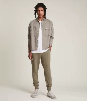 Image of AllSaints Mens Raven Cuffed Slim Sweatpants, Peppered Brown, Size: S