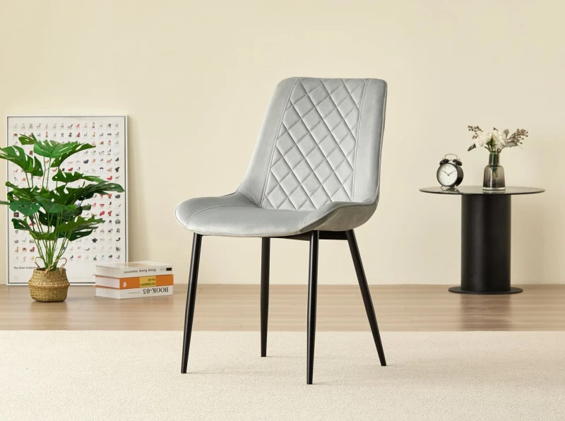 Image of Outdoor Living Amelia Velvet Comfort Dining Chairs - Grey - Set of 2 Grey Unisex