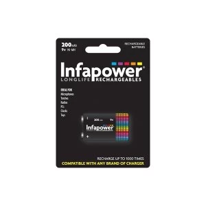 Image of Infapower Rechargeable Ni-MH Battery 9v 200mAh