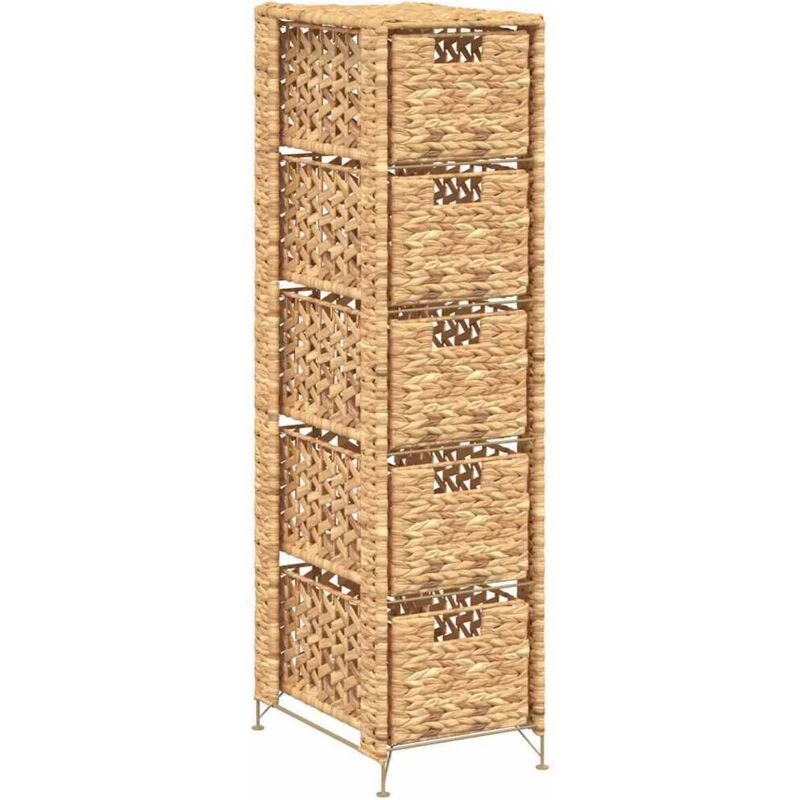Image of Storage Unit with 5 Baskets 25.5x37x100cm Water Hyacinth
