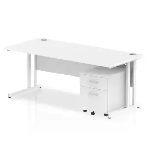 Image of Impulse 1800 x 800mm Straight Office Desk White Top White Cantilever