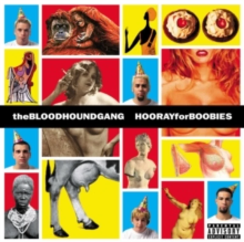 Image of The Bloodhound Gang Hooray For Boobies - Blue & Yellow Splatter Vinyl 25th Anniversary Edition - Sealed 2024 UK 2-LP vinyl set 602488515382