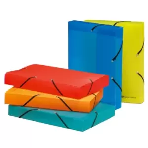 Image of Linicolor Elasticated Box File PP A4 40mm, Assorted, Pack of 11