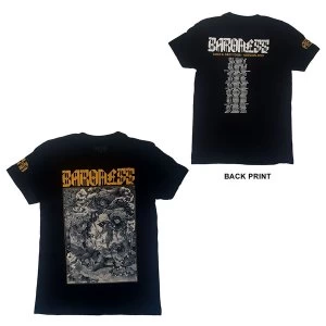 Image of Baroness - Gold & Grey Dateback Unisex Medium T-Shirt - Black