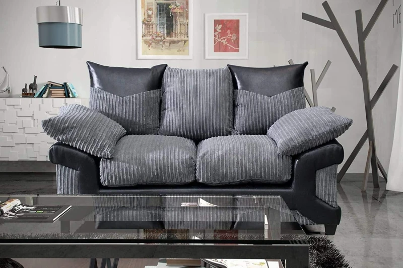 Image of LUXURY LIFE Dino Fabric Cord 2 Seater Sofa Grey unisex