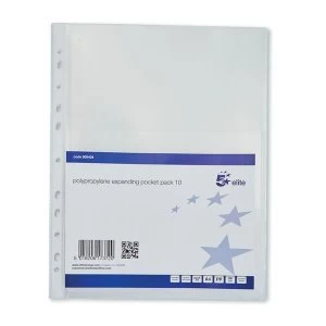 Image of 5 Star Elite A4 Expanding Punched Pocket Polypropylene Top Opening Flap 200 Micron Clear Pack of 10
