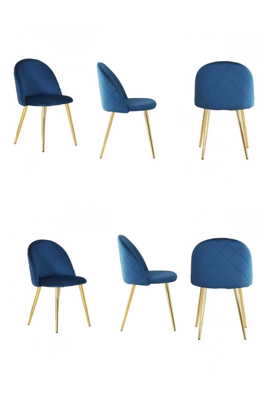 Image of Life Interiors Life Interiors Set of 6 Lucia Ergonomic Velvet Dining Chairs with Wooden Legs, Modern Upholstered Accent Chair in Baby Blue Baby Blue O