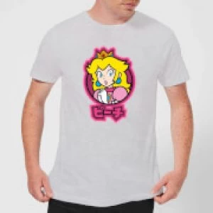 Image of Nintendo Super Mario Peach Kanji Mens T-Shirt - Grey - S