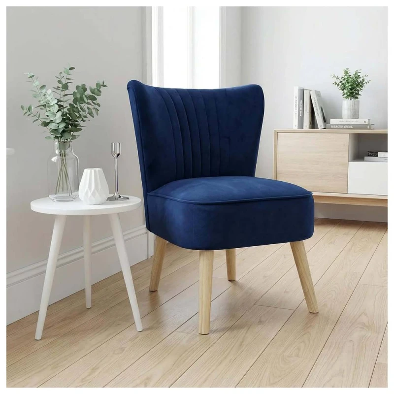 Image of Alivio Upholstered Modern Velvet Accent Chair for Living Room & Bedroom in Blue Blue Unisex