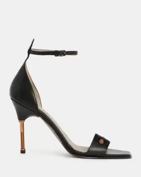 Image of AllSaints Betty Square Toe Leather Heeled Sandals
