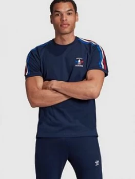 Image of adidas Originals 3 Stripes France T-Shirt - Navy, Size S, Men