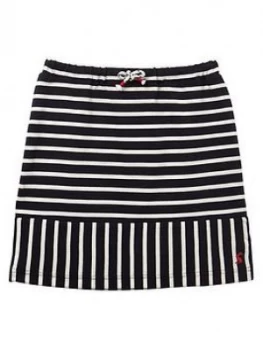 Image of Joules Girls Harbour Stripe Skirt - Navy/White