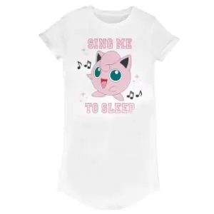 Image of Pokemon Womens/Ladies Sing Me To Sleep T-Shirt Dress (XL) (White)