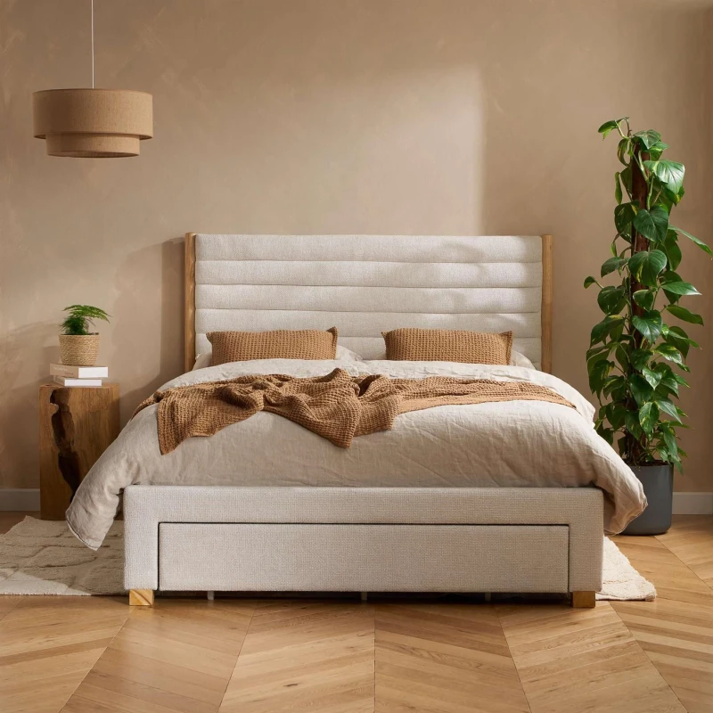 Image of Birlea Arabella Grey Fabric 3 Drawer Bed Frame - 4ft6 Double