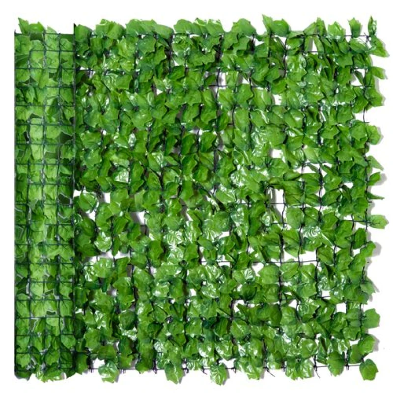 Image of Outsunny Decorative Trellis with Artificial Leaves, 3 x 1m, Ivy Leaves Green