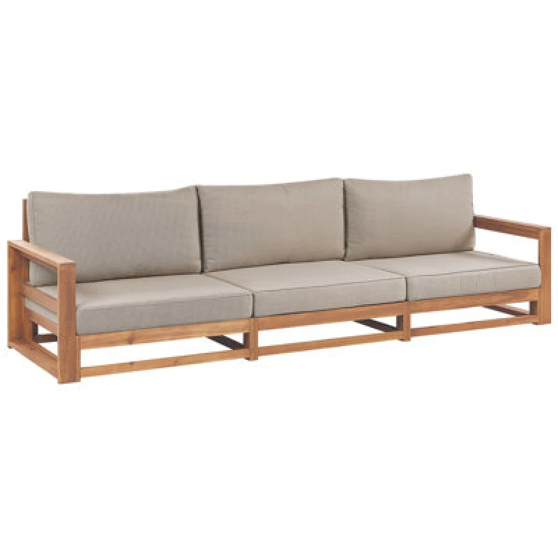 Image of Beliani Garden Sofa 3 Seater Timor Modular Certified Acacia Wood Light Brown