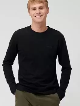 Image of Superdry Vintage Embroidered Logo Long Sleeve T-Shirt, Black Size M Men
