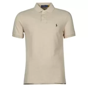 Image of Polo Ralph Lauren POLO AJUSTE DROIT EN COTON BASIC MESH LOGO PONY PLAYER mens Polo shirt in Beige. Sizes available:EU XXL