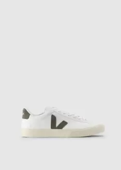 Image of Veja Mens Campo Chromefree Leather Trainers In Extra White Khaki