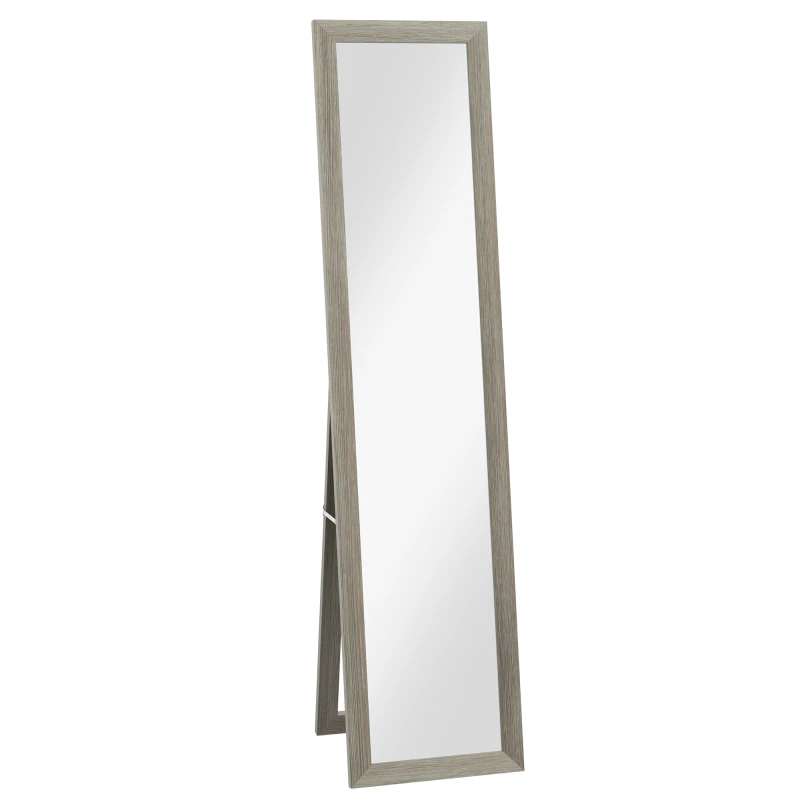 Image of HOMCOM Free Standing Mirror w/ Anti Slip Pads & Wood-Effect Frame for Bedroom, Hallway or Lounge, 155 x 40 cm, Grey Aosom UK