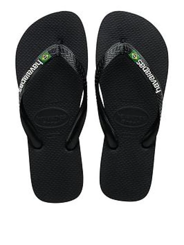 Image of Havaianas brasil logo sandals in Black UK 6/7 (EU 41)
