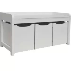 Image of NEWTON - Hallway / Shoe / Toy / Bedroom Storage Bench with 3 Drawers - White - White