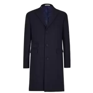 Image of Ted Baker Navy Woolen Melton Coat - Blue