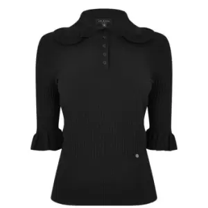 Image of Ted Baker Kebella Polo Knit Top - Black