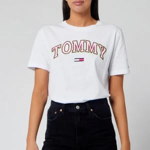 Image of Tommy Jeans Womens Neon Collegiate T-Shirt - Classic White - M