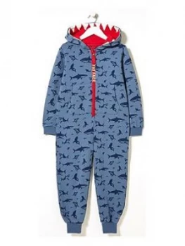 Image of Fatface Boys Shark Print Sweat All In One - Navy
