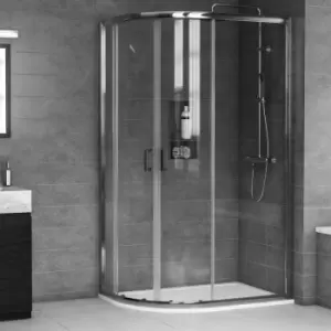Image of Aqualux Framed 6 Offset Quadrant LH Shower Enclosure 1200mm x 800mm with Shower Tray - 6mm Glass