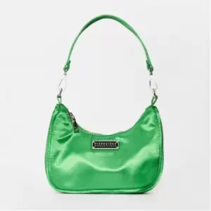 Image of Missguided Branded Satin Shoulder Bag - Green