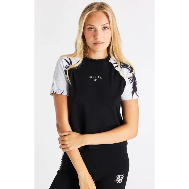 Image of SikSilk Floral Panel T-Shirt - Black 8