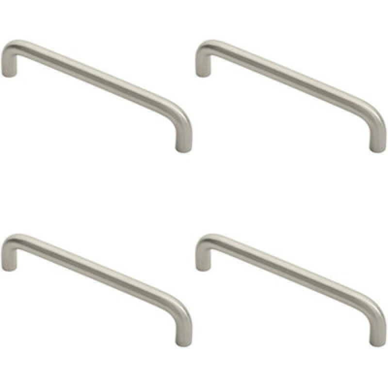 Image of Loops 4x D Shape Cabinet Pull Handle 138 x 10mm 128mm Fixing Centres Satin Steel Metallics unisex