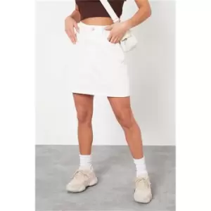 Image of I Saw It First White Petite High Waisted Denim Mini Skirt - White